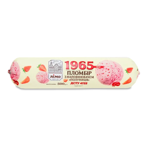 Морозиво Пломбір 10% з Наповнювачем Полуниця, Лімо м/у 500г