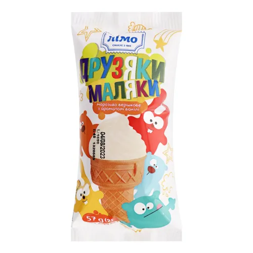Морозиво 8% вершкове з ароматом ванілі Друзяки маляки Лімо м/у 57г