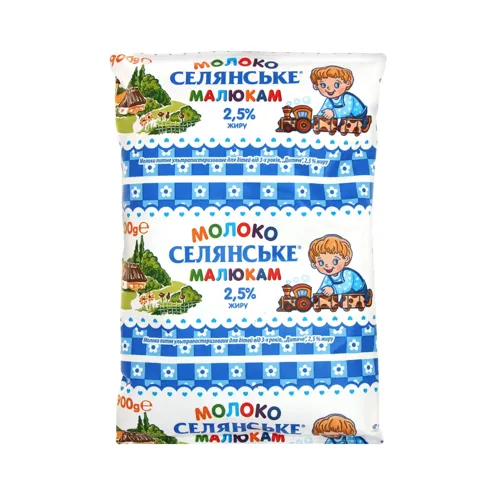 Молоко 2.5% ультрапастеризоване для дітей від 3 років Малюкам Селянське т/п 900г