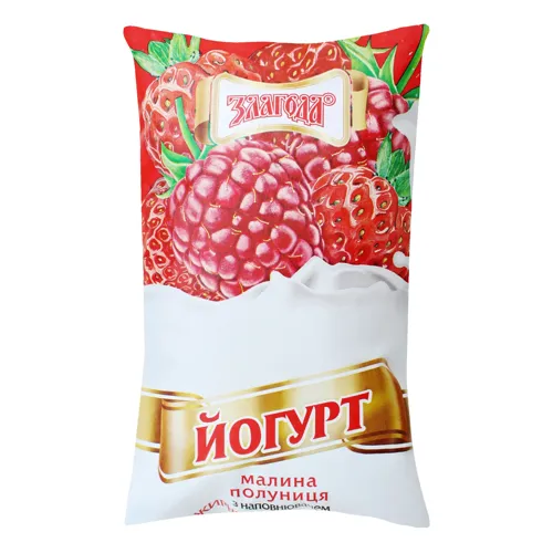 Йогурт нежирний «Малина-полуниця» Злагода 900г