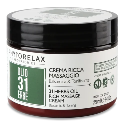 Крем для Тіла Масажний Розслаблюючий Та Тонізуючий 31 Herbs Oil Vegan&Organic Phytorelax, 250мл
