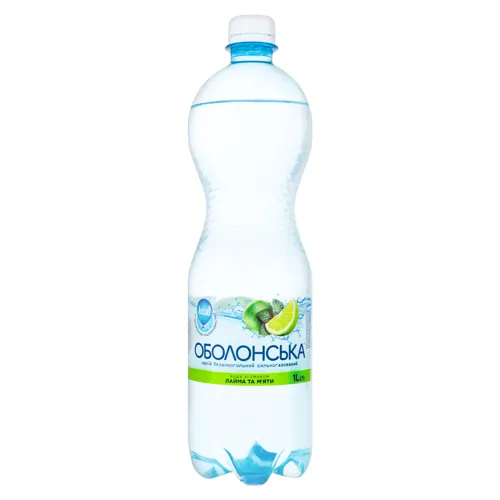 Вода мінеральна с/газ зі смаком лайму та м'яти Оболонська п/пл 1л