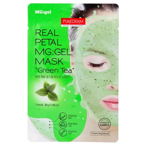 Маска Purederm Real Petal Зелений чай гідрогелева 30г