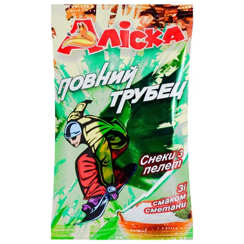 Снеки з пелет Аліска Повний трубец зі смаком сметани 30г