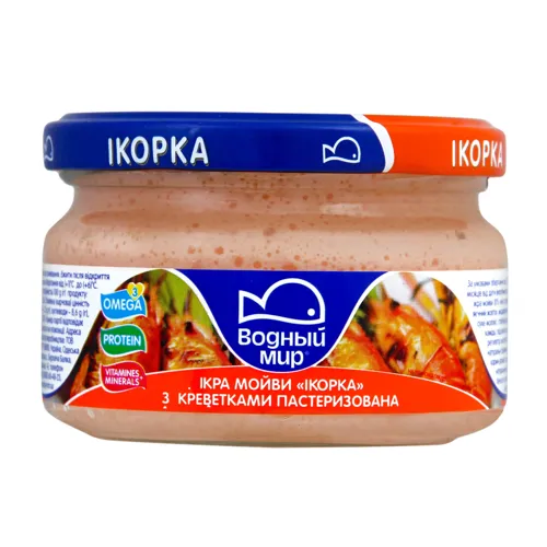 Продукт з ікрою скандинавської риби і креветками Ікорка Водний світ 160г