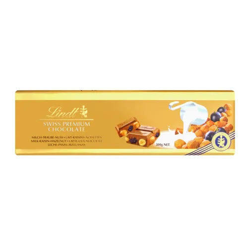 Шоколад молочний з родзинками і фундуком Lindt м/у 300г
