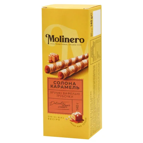 Трубочки вафельні Molinero солона карамель 140г