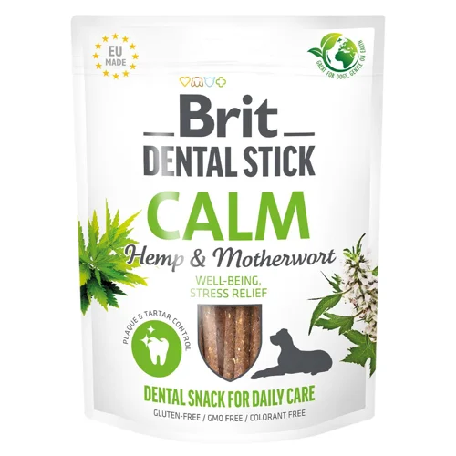 Ласощі для собак Brit Care Dental Stick Calm з коноплею та пустирником заспокійливі палички 251г