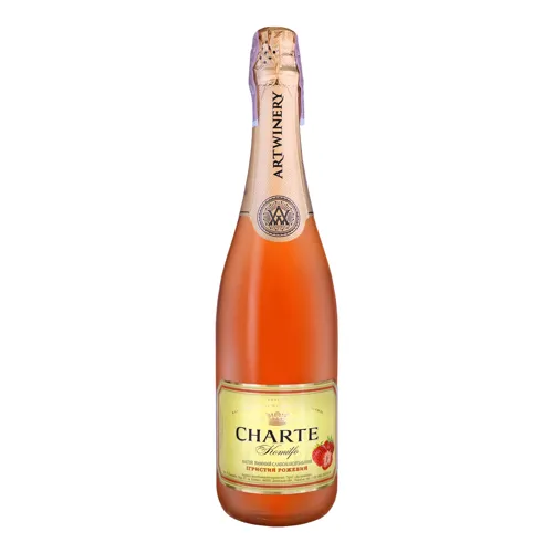 Напій винний 0.75л 7-8.5% рожевий ігристий зі смаком полуниці Charte Komilfo Artwinery пл