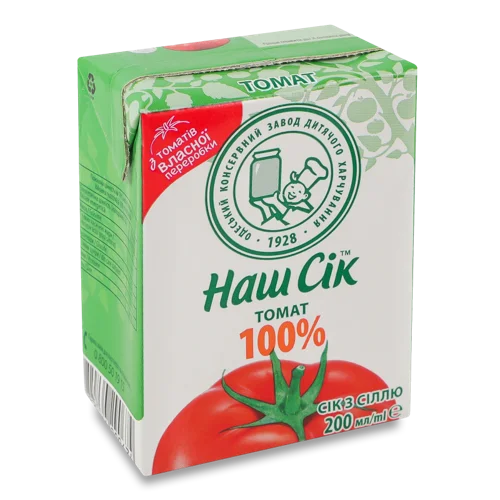 Сік З Сіллю Відновлений Стерилізований Томат, т/п 200мл