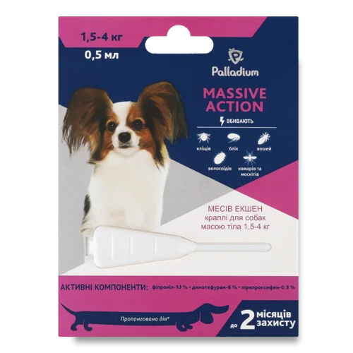 Краплі Для Собак Масою Тіла 1.5-4кг Massive Action Palladium 0.5мл, в/ґ