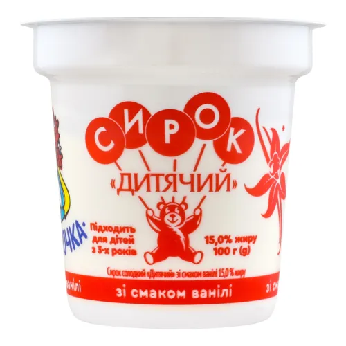 Сирок 15% для дітей від 3 років солодкий зі смаком ванілі Дитячий Слов'яночка ст 100г
