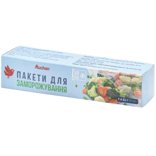 Пакети Auchan для заморожування 15х25см 1л 25шт