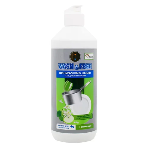 Засіб для миття посуду Wash&Free Зелене яблуко та едельвейс 500г