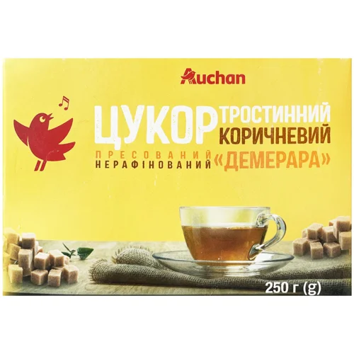 Цукор Auchan коричневий пресований 250г
