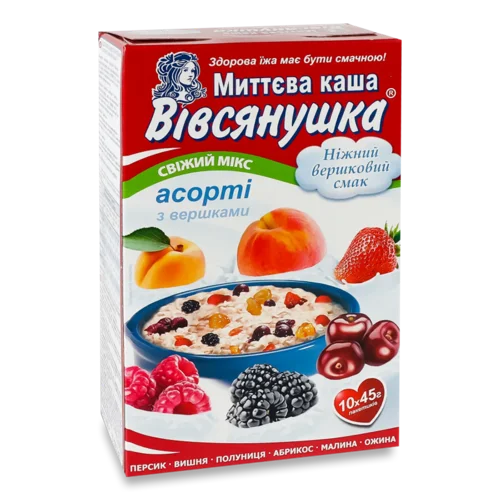 Каша «Овсянушка» вівсяна асорті з вершками