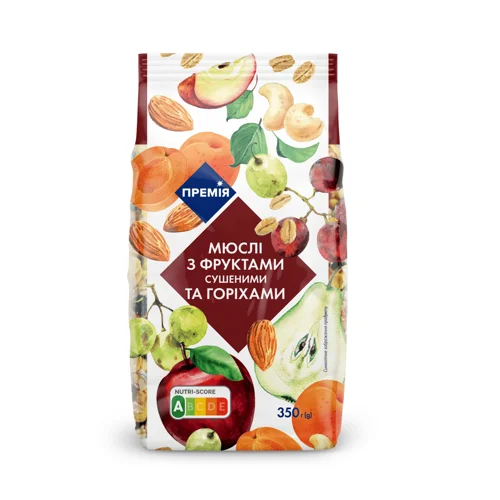 Мюслі Премія з сушеними фруктами та горіхами,350г