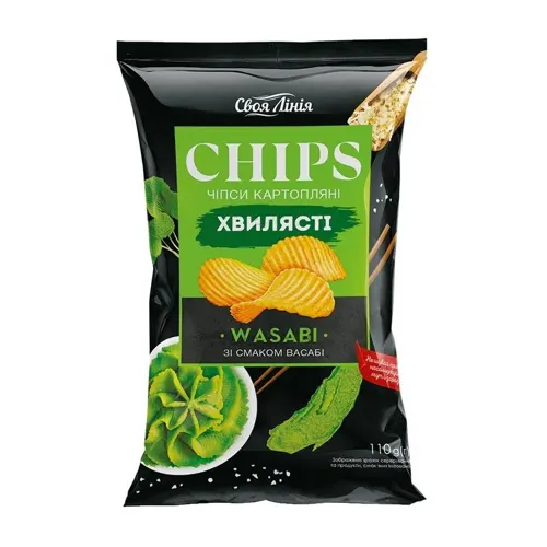 Чіпси 110г Своя лінія картопляні рифлені зі смаком васабі м/уп