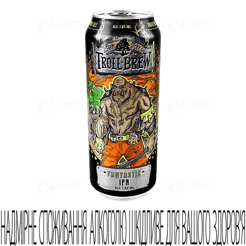 Пиво Troll-Brew Fantastic IPA світле в залізній банці, 0,5л