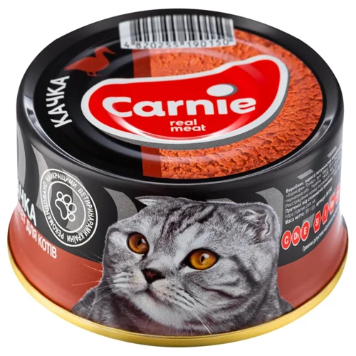 Корм вологий Carnie з качкою для дорослих котів 90г