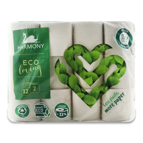 Туалетний Папір 2-Шаровий Eco Loving Harmony, 12 шт