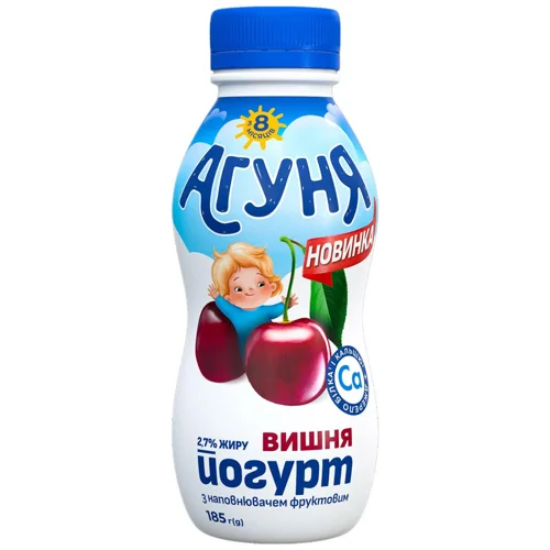 Йогурт Агуня Вишня 8міс+ п/пл 2.7% 185г