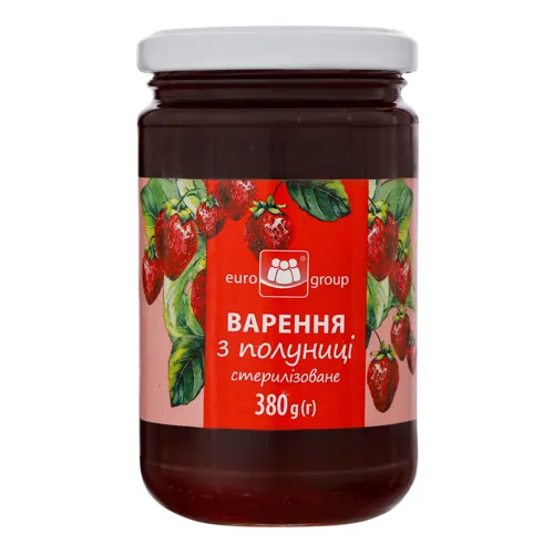 Варення з полуниці стерилізоване Euro Group с/б 380г