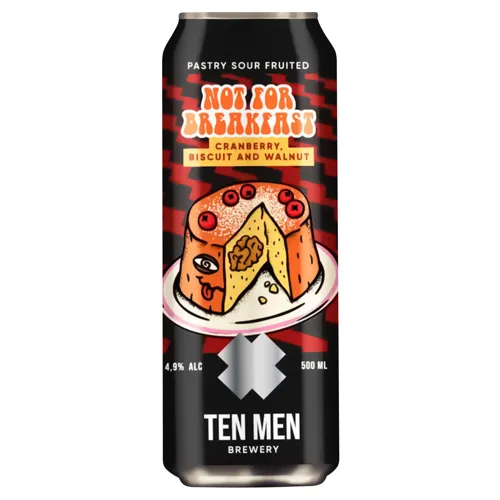 Пиво Ten Men Not For Breakfast журавлине, бісквітне та з волоським горіхом напівтемне нефільтроване 4,9% 0,5л