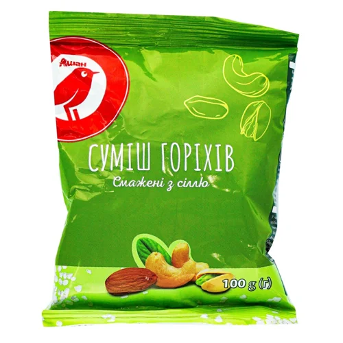 Суміш горіхів Auchan смажені з сіллю 100г