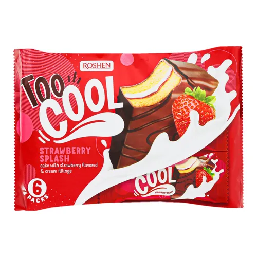 Тістечка бісквітні глазуровані Strawberry Splash Too Cool Roshen м/у 6х45г