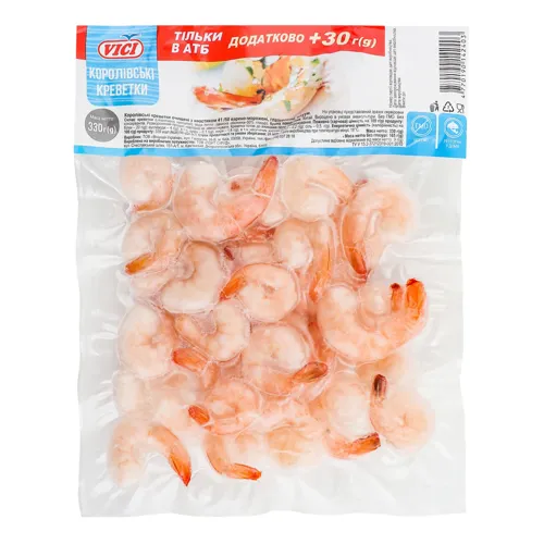 Креветки очищені 41/50 Королівські Vici в/м з/х в/у 330г