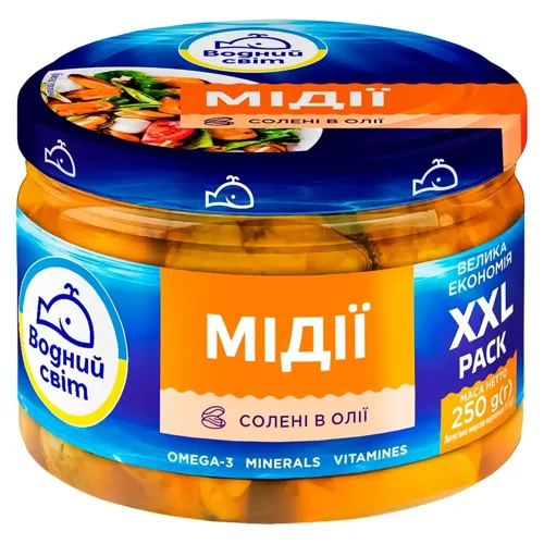 М'ясо мідій Водний Світ в олії 250г