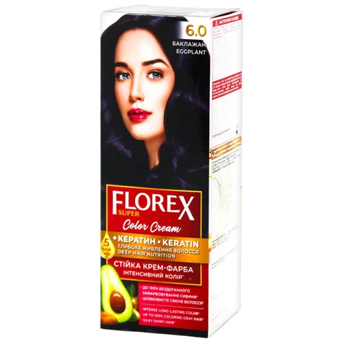 Крем-фарба Florex для волосся колір баклажан