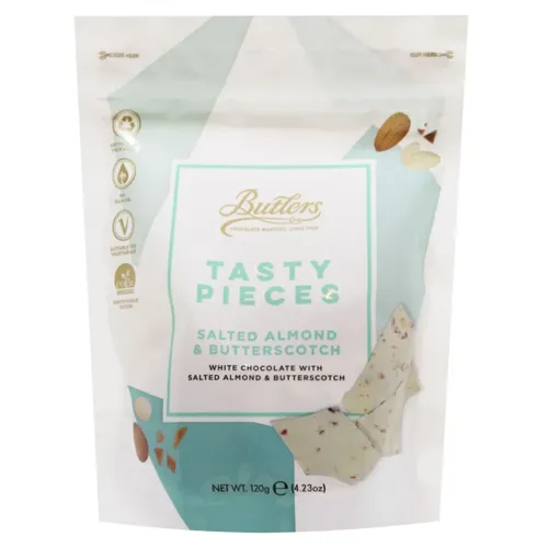 Шоколад білий Butlers з солоним мигдалем та шматочками ірису 120г