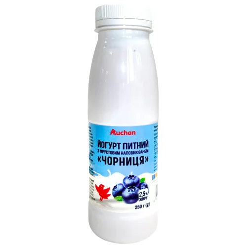 Йогурт Auchan з чорницею 2,5%, 250 мл