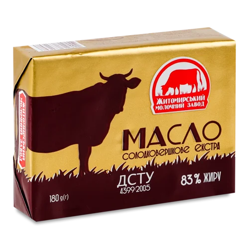 Масло солодковершкове 83% в/ґ Житомирський молочний завод, 180г