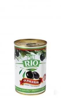 Оливки RIO чорні з кісточкою 290г