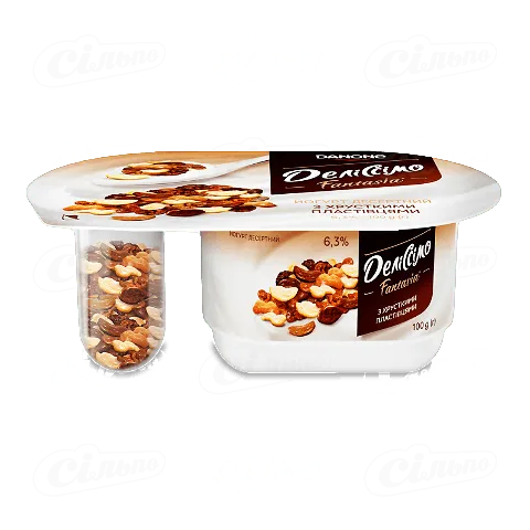 Йогурт Деліссімо Fantasia з хрусткими пластівцями 6,3%, 102г