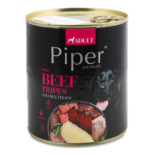 Корм Консервований Для Дорослих Собак З Яловичими Шлунками І Буряком Piper Animals з/б, 800г