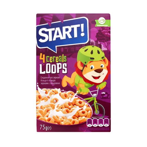 Сніданки сухі Кільця 4-х видів зернових глазуровані Start! 75г