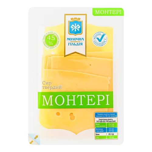 Сир 45% твердий Монтері Молочна гільдія лоток 0.15кг