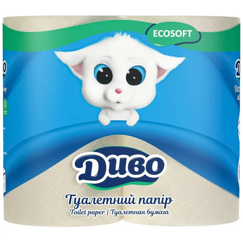 Туалетний папір Диво Ecosoft 2-шаровий сірий 4шт