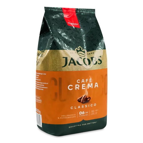 Кава Натуральна Смажена В Зернах Classico Cafe Crema Jacobs, В/ґ, 1кг
