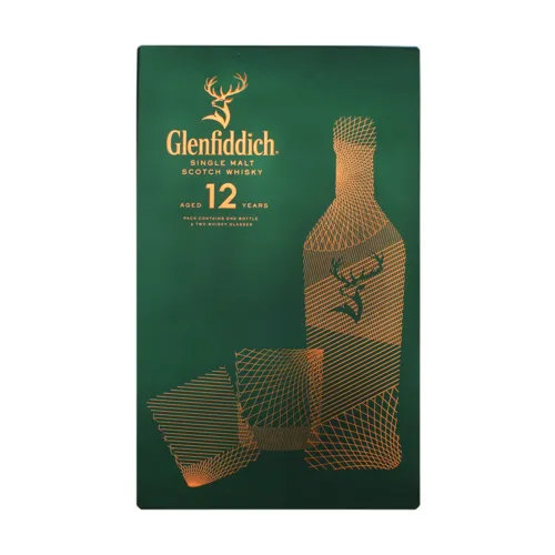 Набір Віскі 12 YO 40% 0.5л + 2 бокала Glenfiddich 1шт