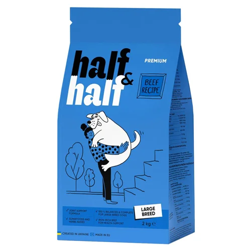 Корм сухий Half&Half з яловичиною для собак великих порід 2кг