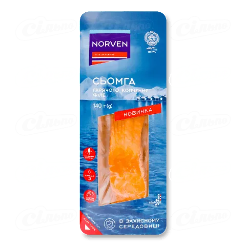 Сьомга Norven філе гарячого копчення, 140г