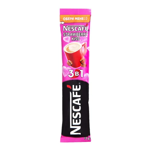 Напій кавовий Nescafe Strawberry kiss зі смаком полуниці 13г