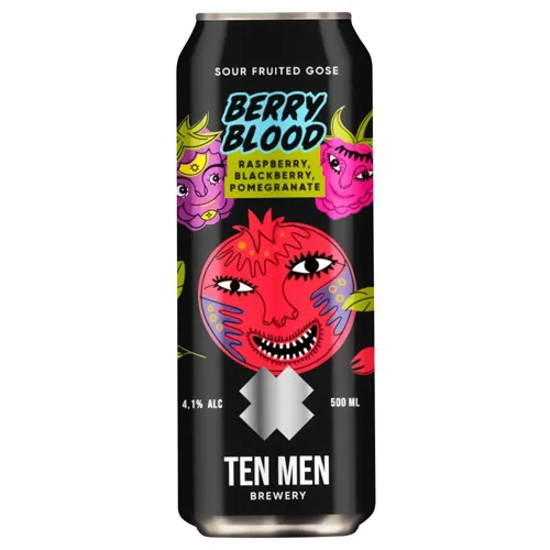 Пиво Ten Men Berry Blood Малина, Ожина та Гранат напівтемне нефільтроване 4,1% 0,5л