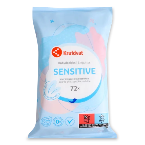 Дитячі Вологі Серветки Sensitive Kruidvat, 72 шт, в/ґ