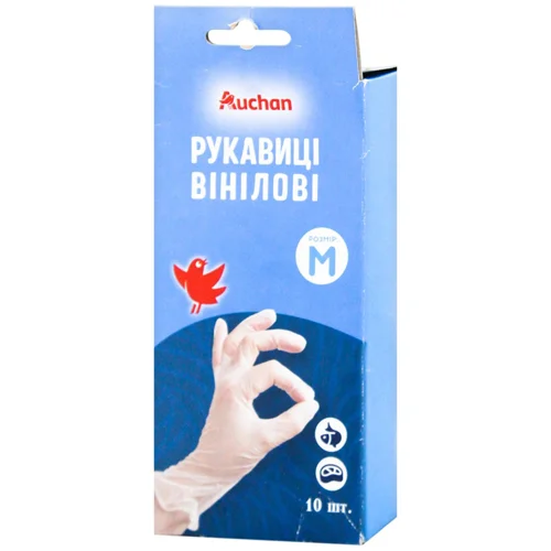 Рукавички господарські Auchan вінілові розмір М 10шт